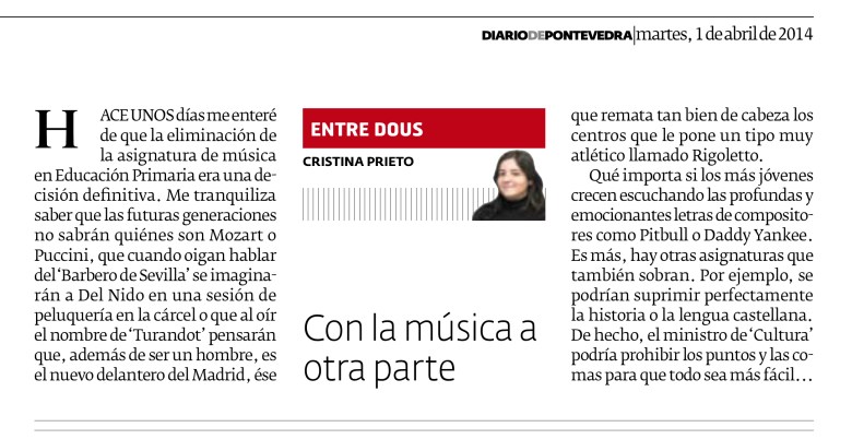 con la musica a otra parte